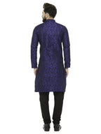Jompers Men's Royal Blue & Black Self Design Kurta Only