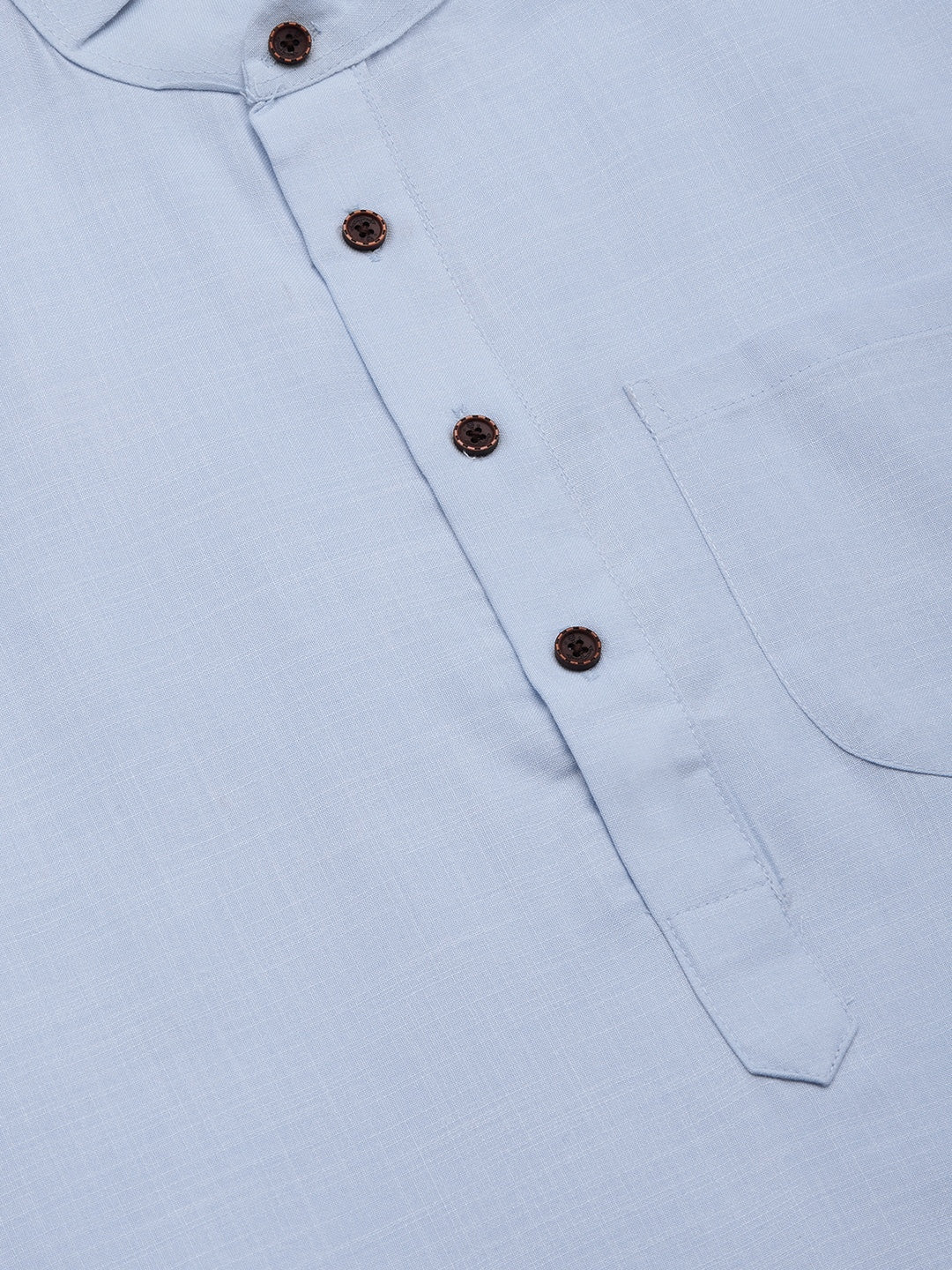 Jompers Men's Blue Cotton Solid Kurta Pyjama