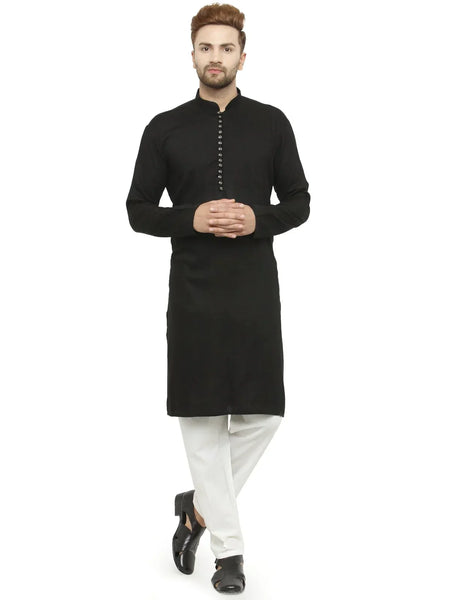 Jompers Men's Black Solid Kurta Only