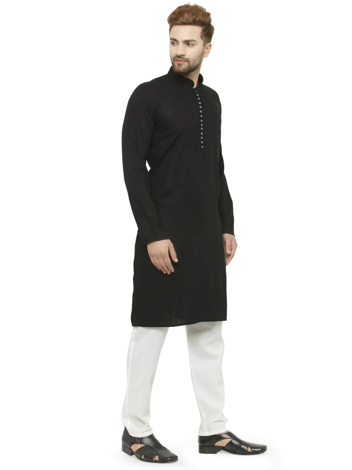 Jompers Men's Black Solid Kurta Only