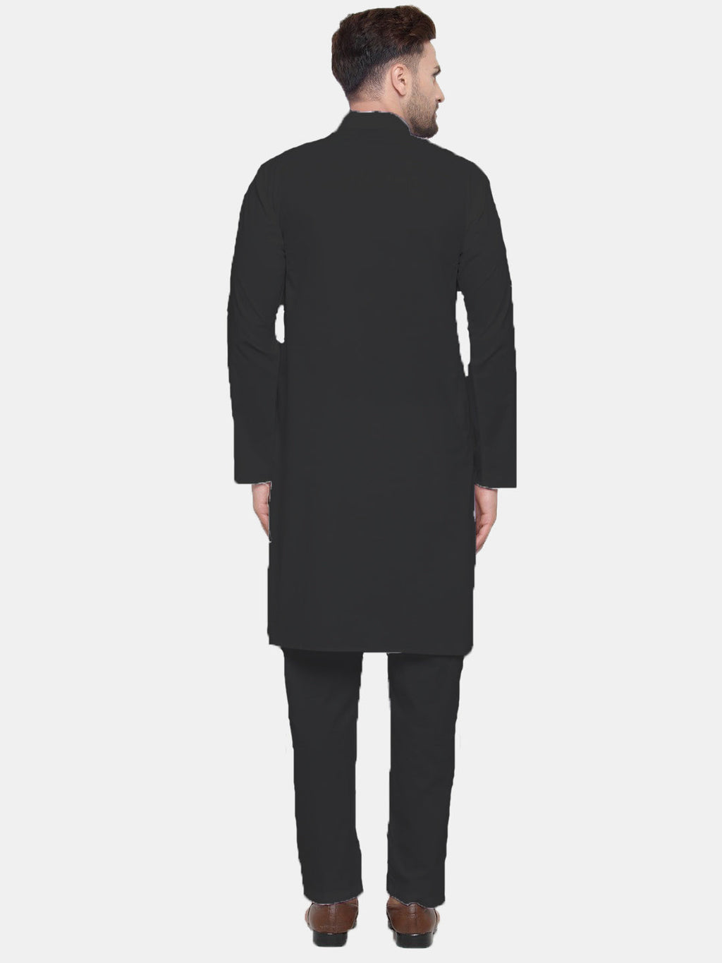 Jompers Men's Black Solid Cotton Kurta Payjama Set
