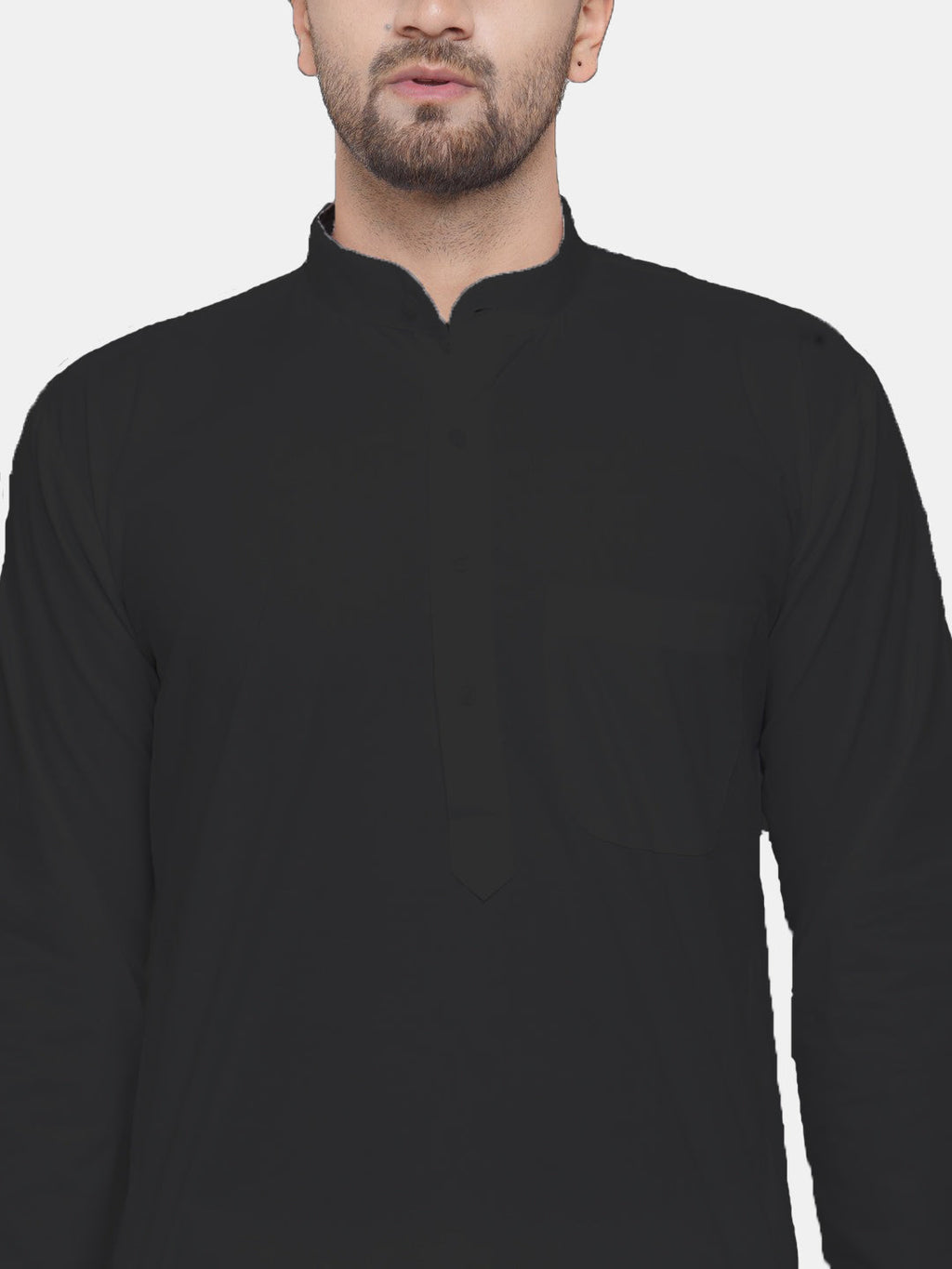 Jompers Men's Black Solid Cotton Kurta Payjama Set