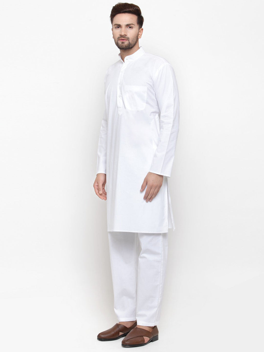 Jompers Men White Solid Kurta with Pyjamas - Distacart