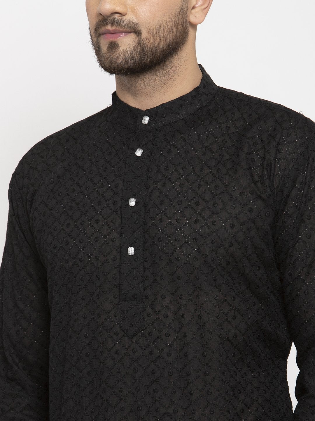 Jompers Men Black Chikan Kurta Only - Distacart