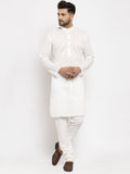 Jompers Men Cream Chikan Kurta with Churidar - Distacart