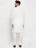 Jompers Men Cream Chikan Kurta with Churidar - Distacart