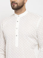 Jompers Men Cream Chikan Kurta Only - Distacart
