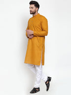 Jompers Men Mustard Chikan Kurta with Churidar - Distacart