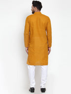 Jompers Men Mustard Chikan Kurta Only - Distacart