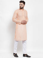Jompers Men Orange Chikan Kurta Only - Distacart