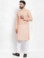 Jompers Men Orange Chikan Kurta with Churidar - Distacart