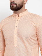 Jompers Men Orange Chikan Kurta Only - Distacart