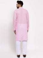 Jompers Men Pink Chikan Kurta with Churidar - Distacart