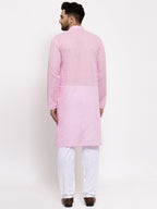 Jompers Men Pink Chikan Kurta Only - Distacart