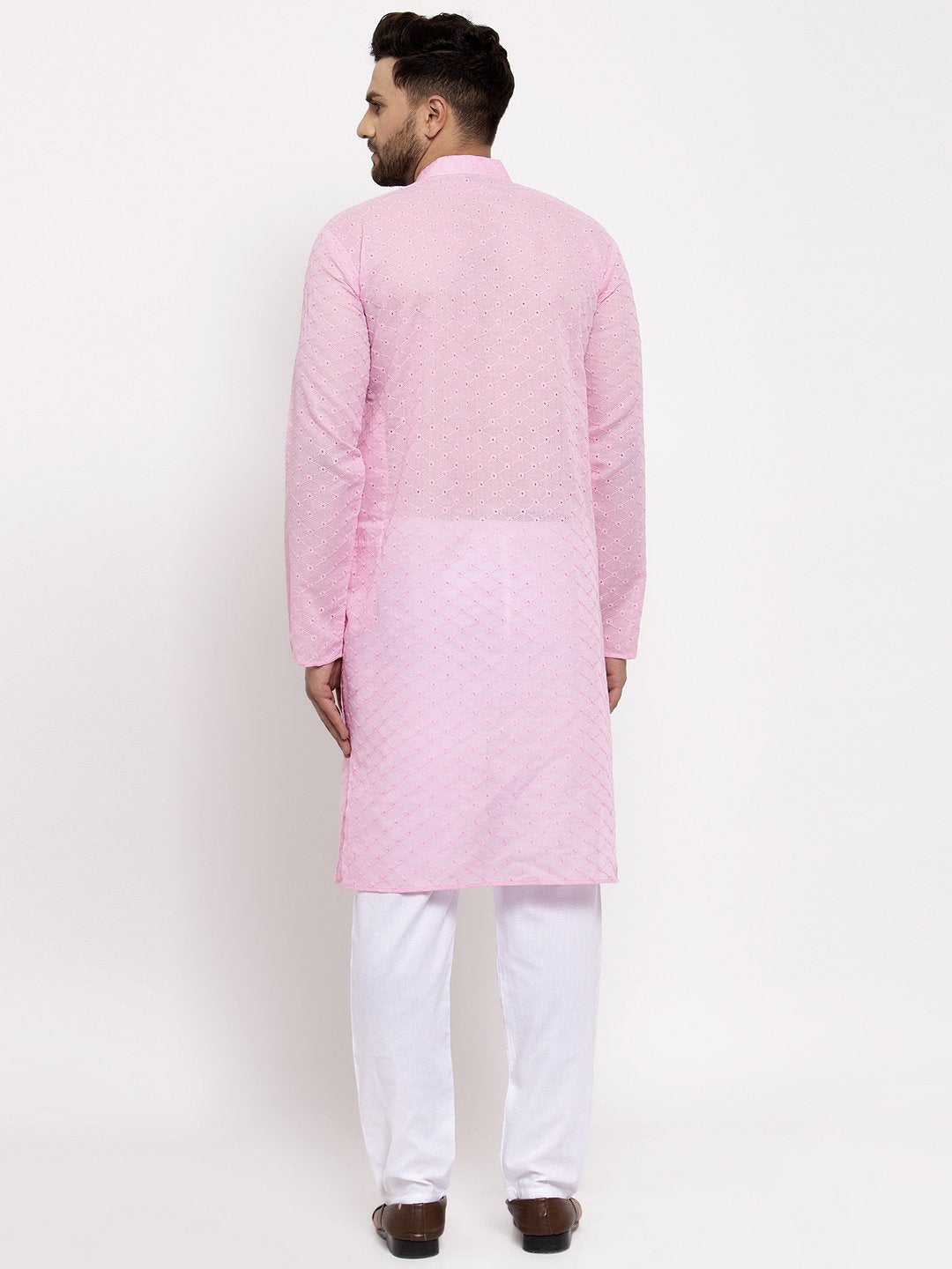 Jompers Men Pink Chikan Kurta Only - Distacart