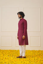 Jompers Men's Purple Chikan Kurta Only