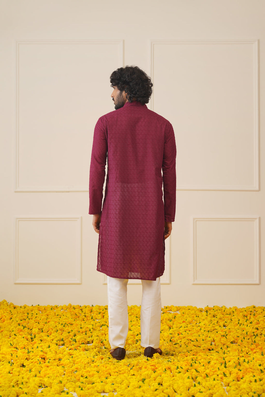 Jompers Men's Purple Chikan Kurta Only