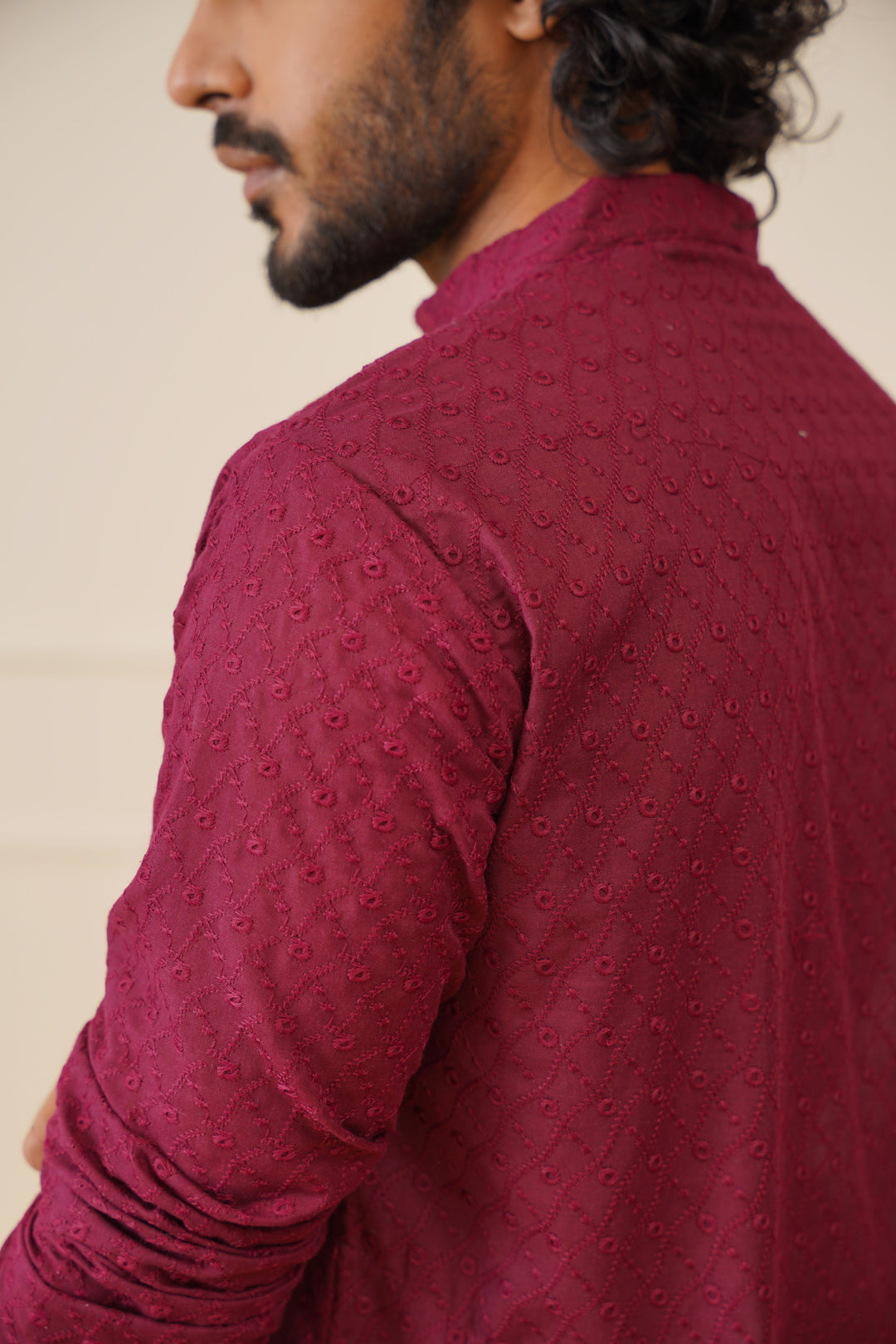 Jompers Men's Purple Chikan Kurta Only