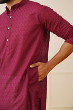 Jompers Men's Purple Chikan Kurta Only