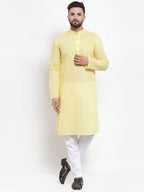 Jompers Men Yellow Chikan Kurta Only - Distacart