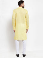 Jompers Men Yellow Chikan Kurta Only - Distacart