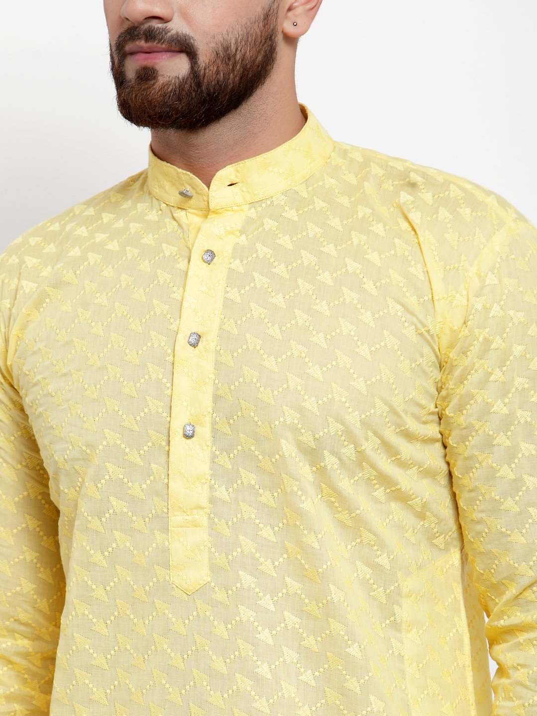 Jompers Men Yellow Chikan Kurta Only - Distacart