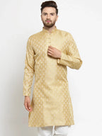 Jompers Men's Golden Self Design Kurta Only