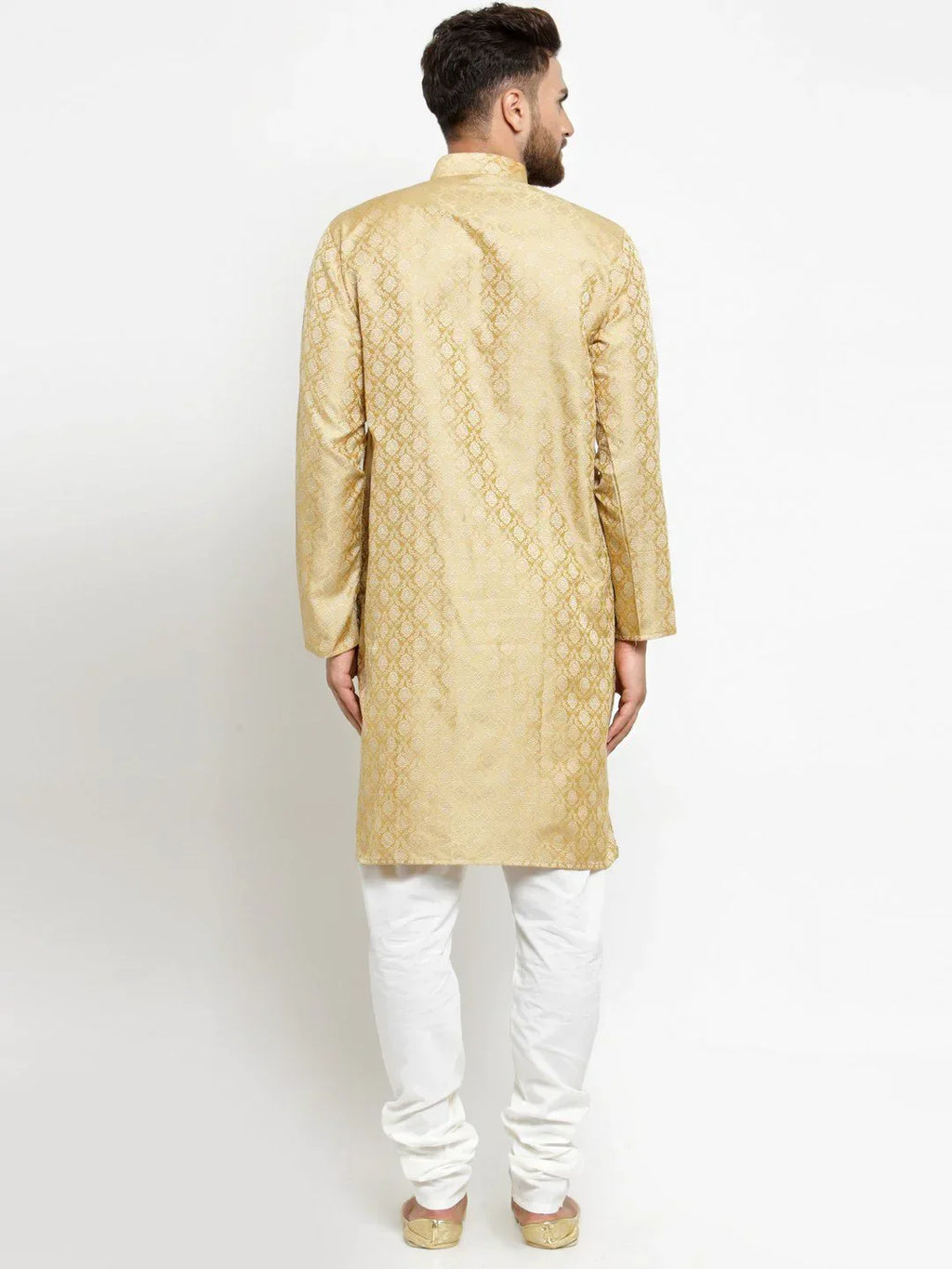 Jompers Men's Golden Self Design Kurta Only