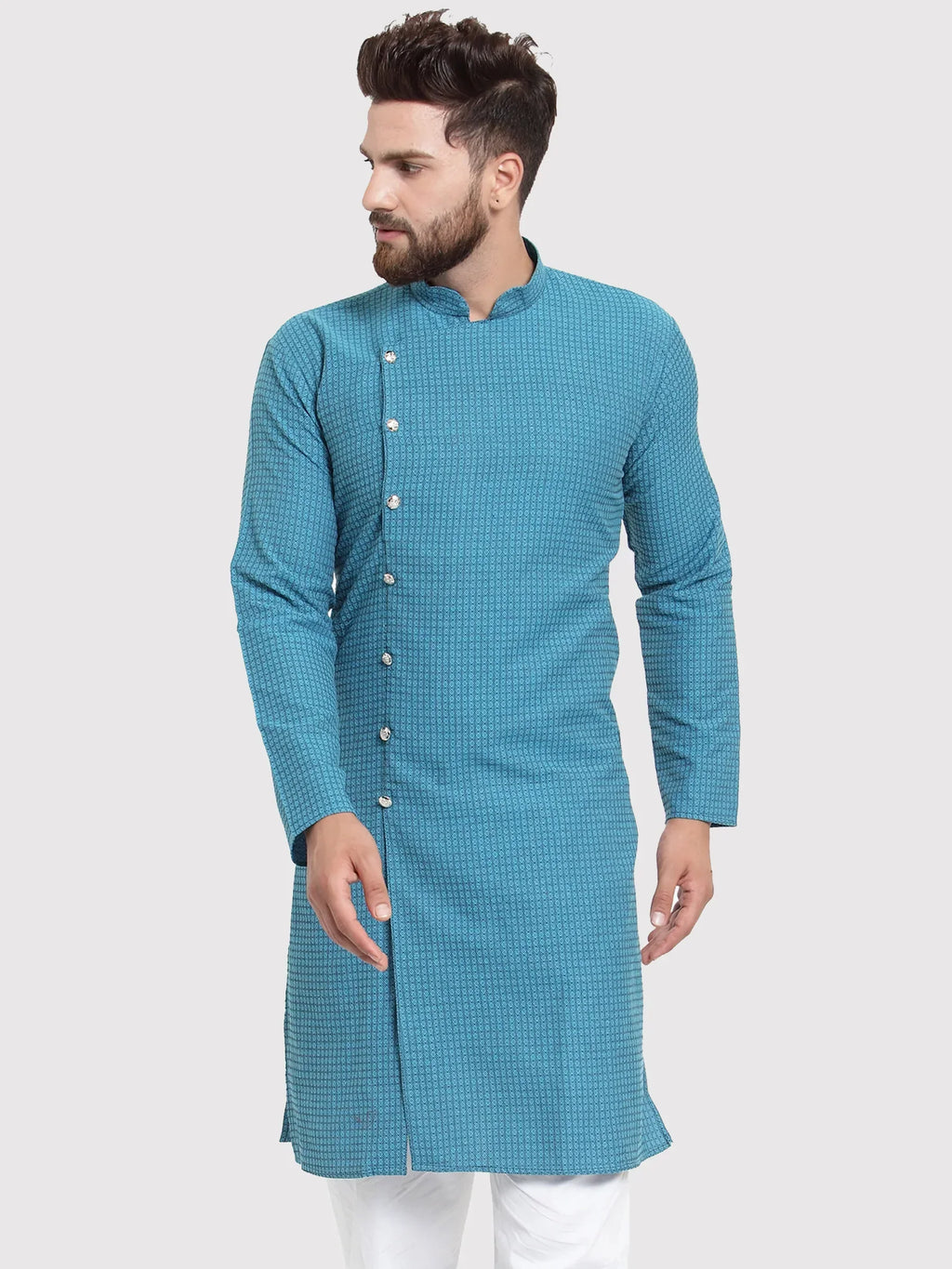 Jompers Men's Green Self Design Kurta Only