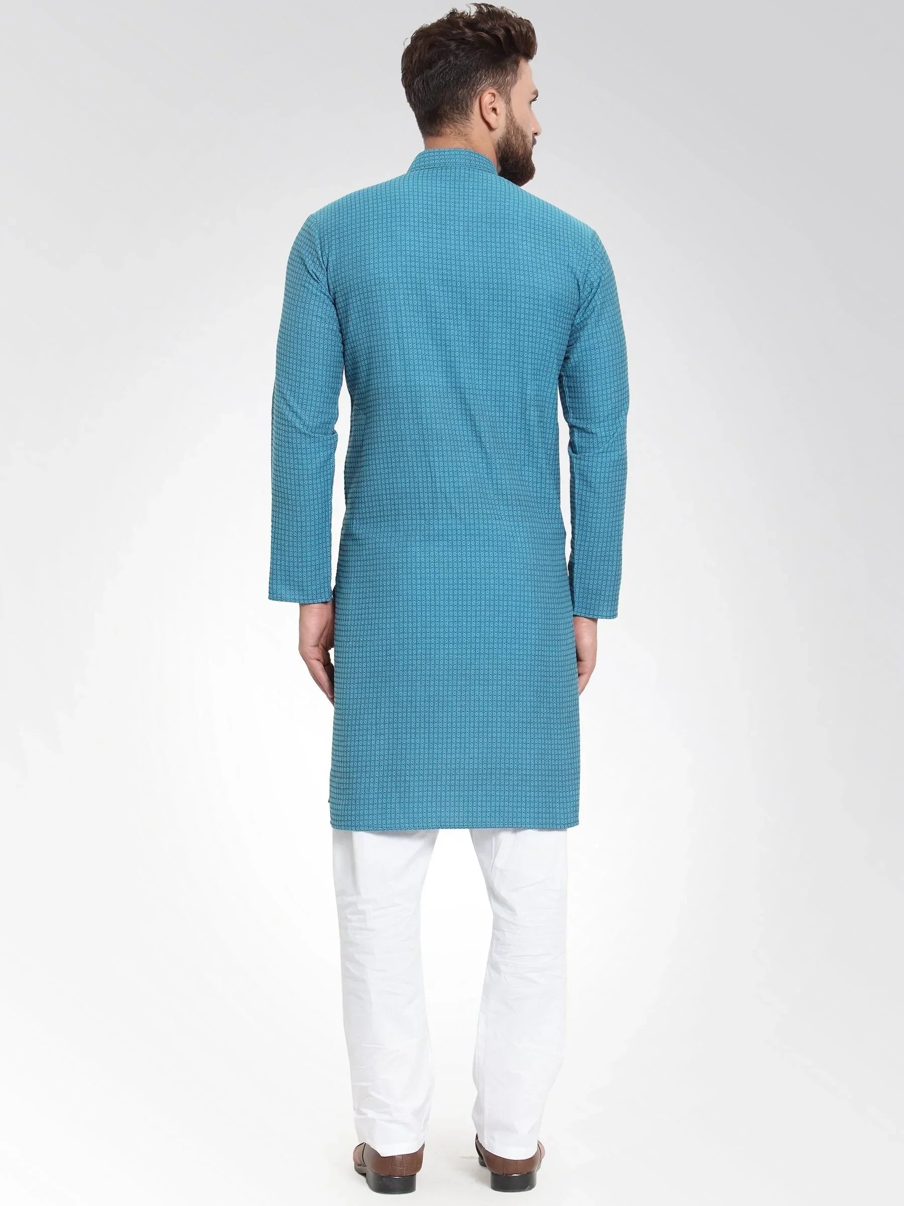 Jompers Men's Green Self Design Kurta Only
