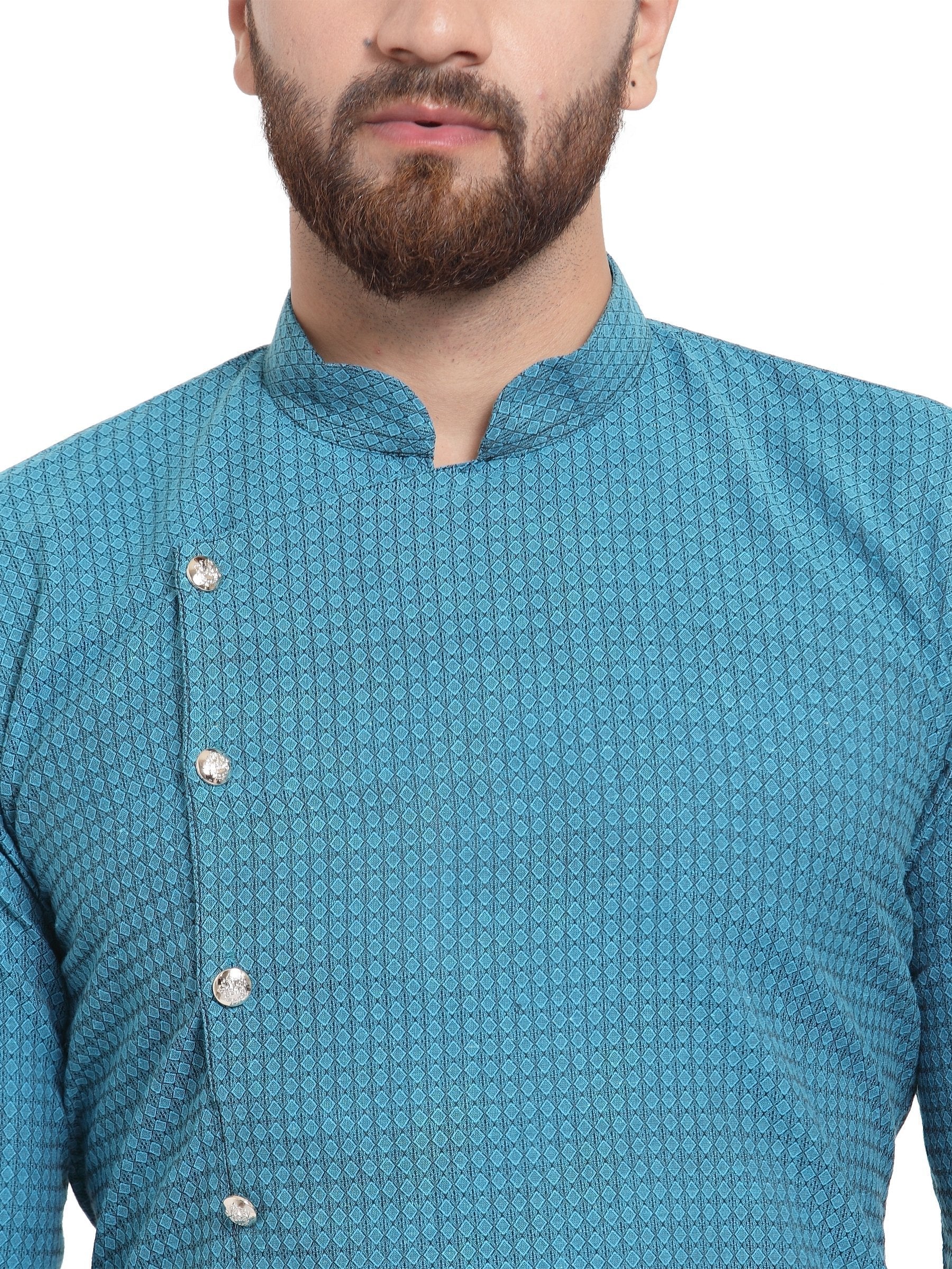 Jompers Men's Green Self Design Kurta Only