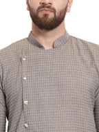 Jompers Men's Grey Self Design Kurta Only