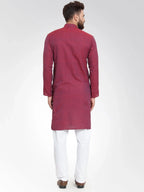 Jompers Men's Maroon Self Design Kurta Only