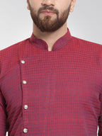 Jompers Men's Maroon Self Design Kurta Only
