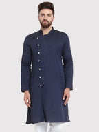 Jompers Men's Navy Self Design Kurta Only