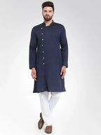 Jompers Men's Navy Self Design Kurta Only
