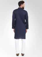 Jompers Men's Navy Self Design Kurta Only