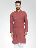Jompers Men's Red Self Design Kurta Only