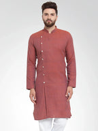 Jompers Men's Red Self Design Kurta Only