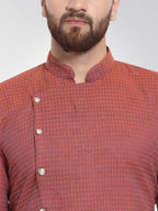 Jompers Men's Red Self Design Kurta Only