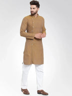 Jompers Men's Yellow Self Design Kurta Only