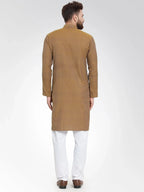 Jompers Men's Yellow Self Design Kurta Only