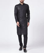Jompers Men's Black Solid Kurta Only