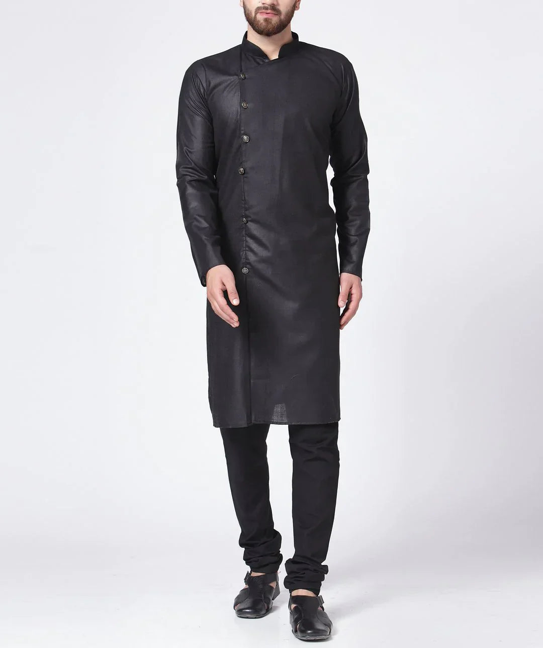 Jompers Men's Black Solid Kurta Only
