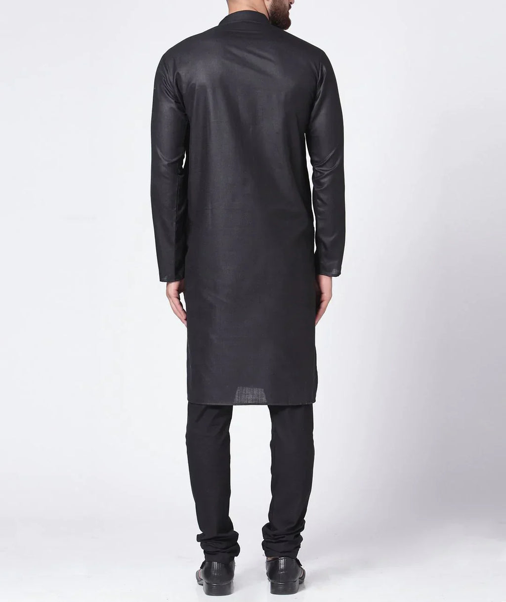 Jompers Men's Black Solid Kurta Only
