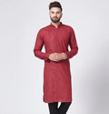 Jompers Men's Maroon Solid Kurta Only
