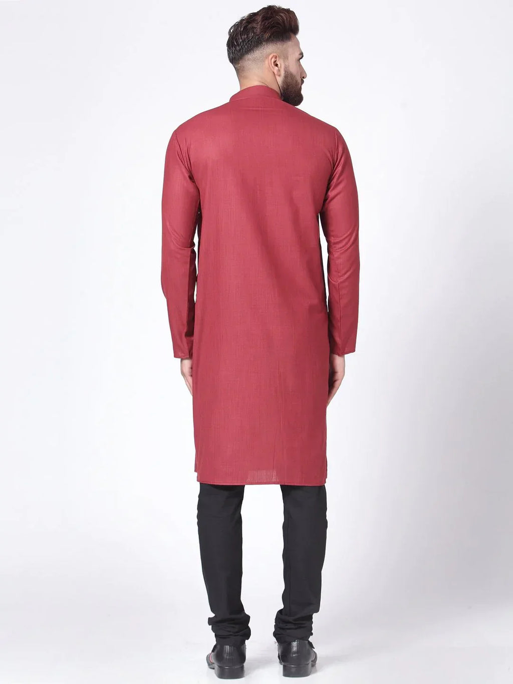 Jompers Men's Maroon Solid Kurta Only