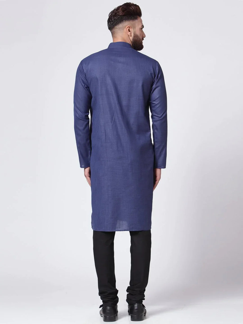Jompers Men's Navy-Blue Solid Kurta Only