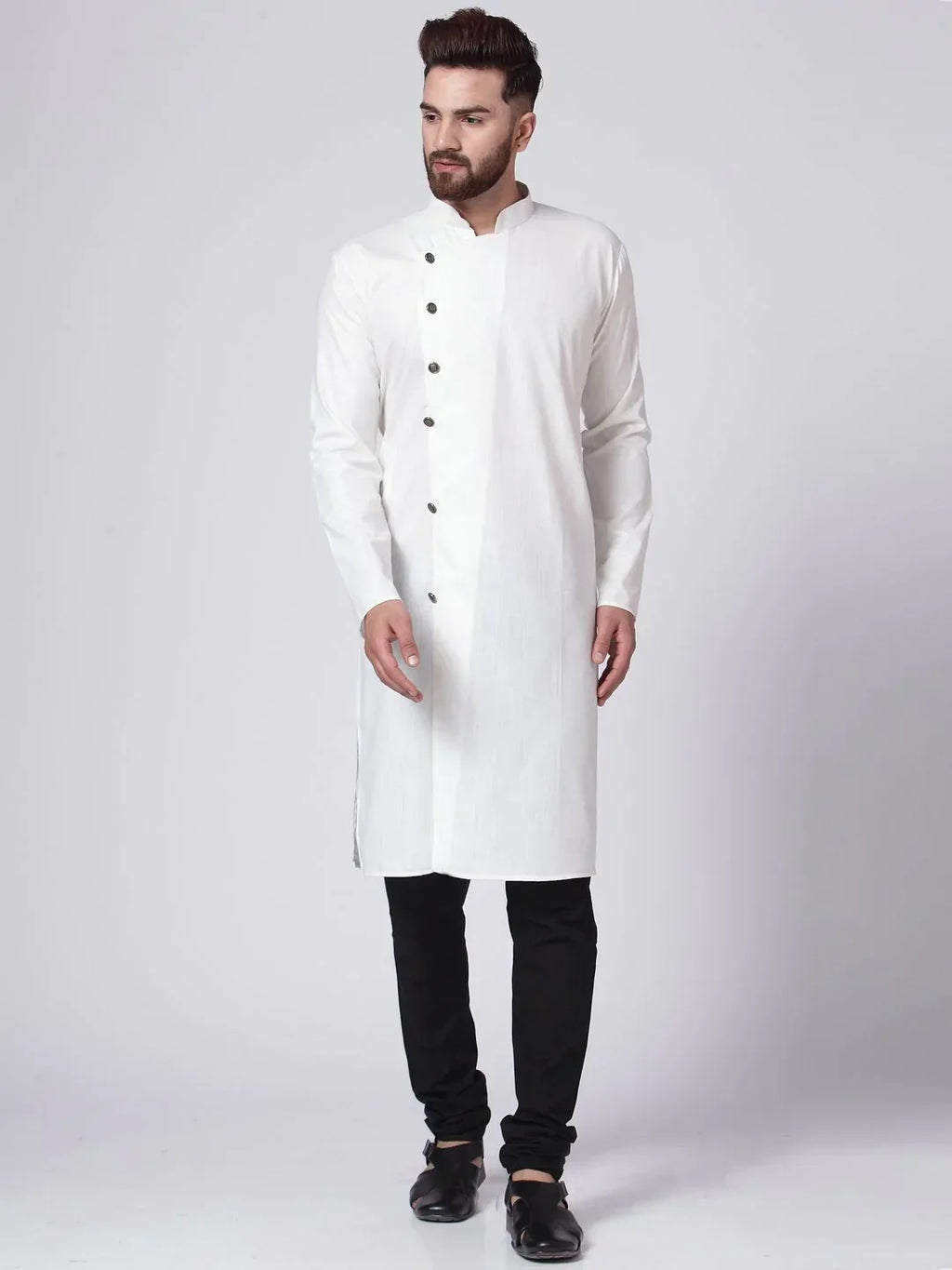 Jompers Men's White Solid Kurta Only