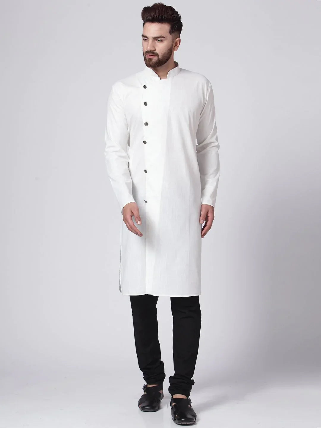 Jompers Men's White Solid Kurta Only